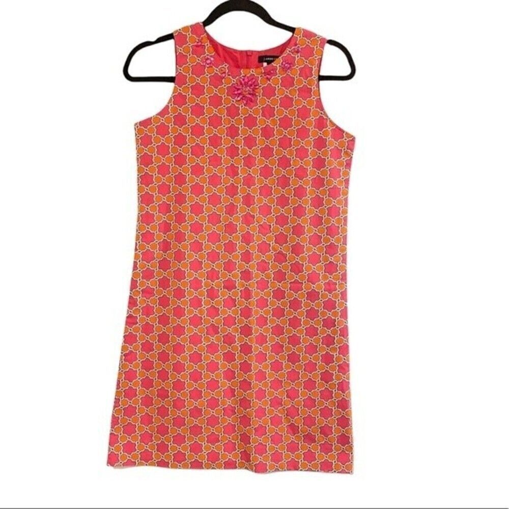 LANDS END dress womens hot pink orange A-line dress size small